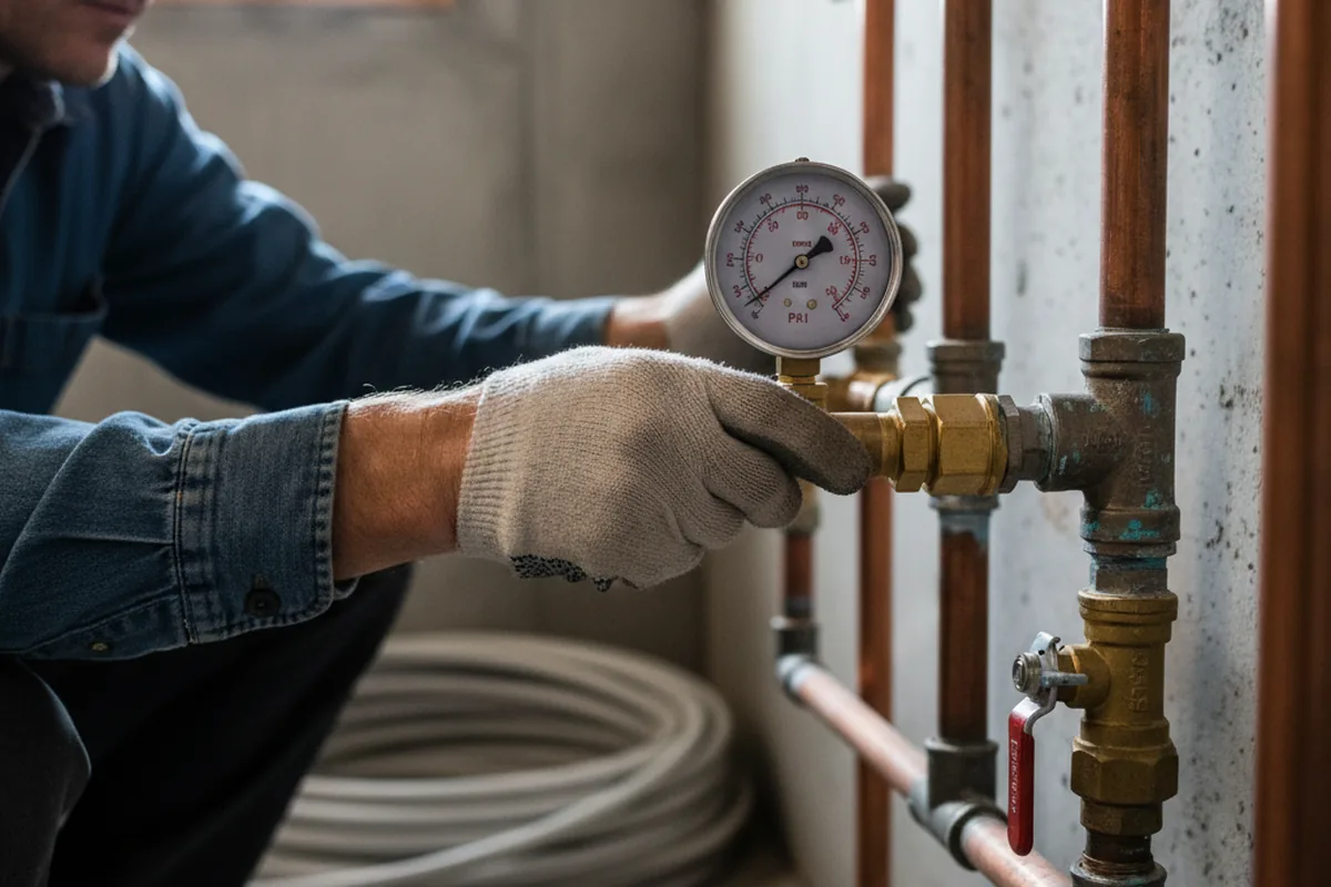 Pressure testing a repaired line during Water Line Repair in West Manchester